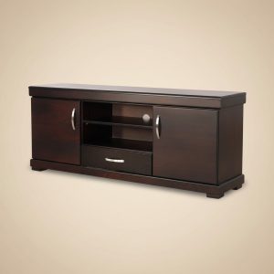 Anchor dark mahogany TV stand with two cabinet doors and centre drawer – Itae Furniture