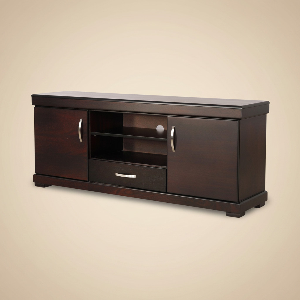 Anchor dark mahogany TV stand with two cabinet doors and centre drawer – Itae Furniture