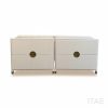 Halo cream fluted bedside pedestal with round brass pull and brass-capped feet – Itae Furniture