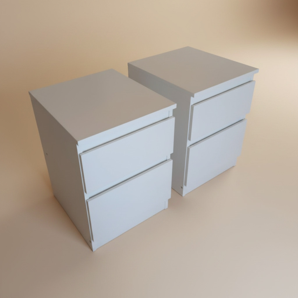 Mono minimalist white bedside pedestal with two handle-free drawers – Itae Furniture