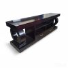 Orbit dark wood TV stand with sculptural ring legs and floating tabletop – Itae Furniture