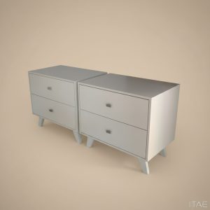 Perch grey bedside pedestal with splayed tapered legs and bar handles – Itae Furniture
