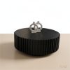 Reed round fluted drum coffee table in matte black – Itae Furniture