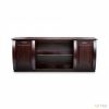 Regent polished cherry wood TV stand with twin cabinets and open centre shelving – Itae Furniture