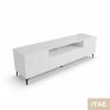 Ripple all-white fluted TV stand with slim black tapered legs – Itae Furniture